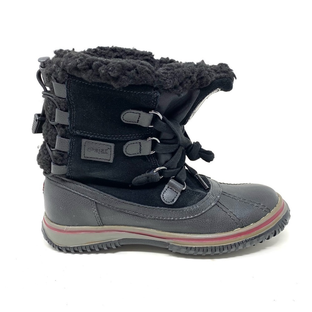 PAJAR ICELAND - WATERPROOF BLACK/GREY LEATHER/SUEDE SHORT PILE-LINED WINTER BOOT - Picture 2 of 9